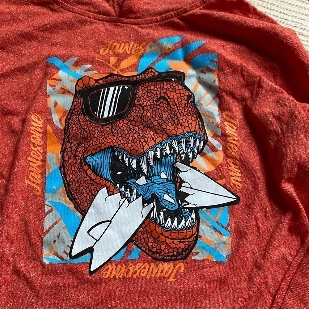 Old Navy T-Rex Long Sleeve Hooded Shirt Long Sleeve Medium Kids Youth Boys